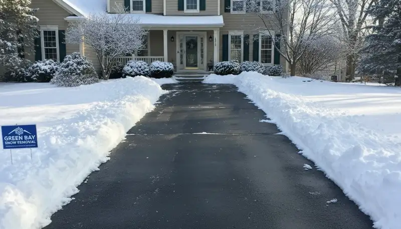 Clean driveway after professional snow removal by Chop Chop Landscaping in Green Bay, WI