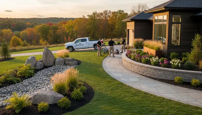 Landscape service team in Green Bay, WI providing professional lawn care and yard maintenance