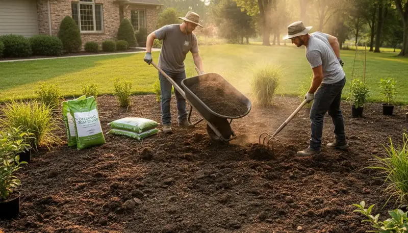 Organic soil amendment and compost application by Chop Chop Landscaping in Green Bay, WI