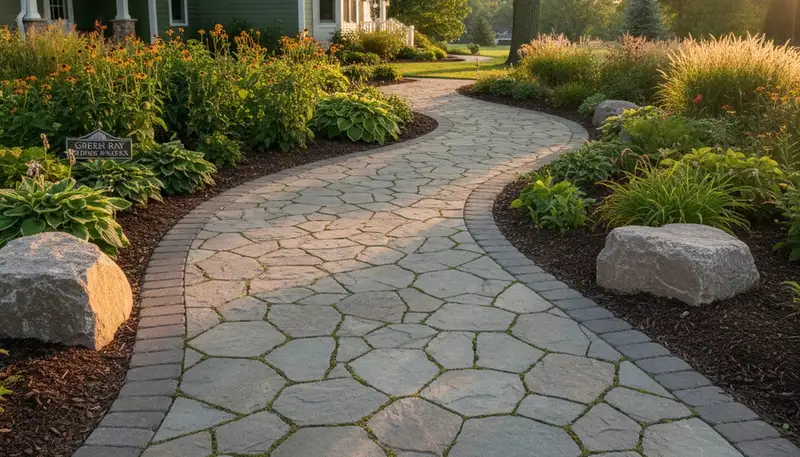 Professional stone paver pathway installation by Chop Chop Landscaping in Green Bay, WI