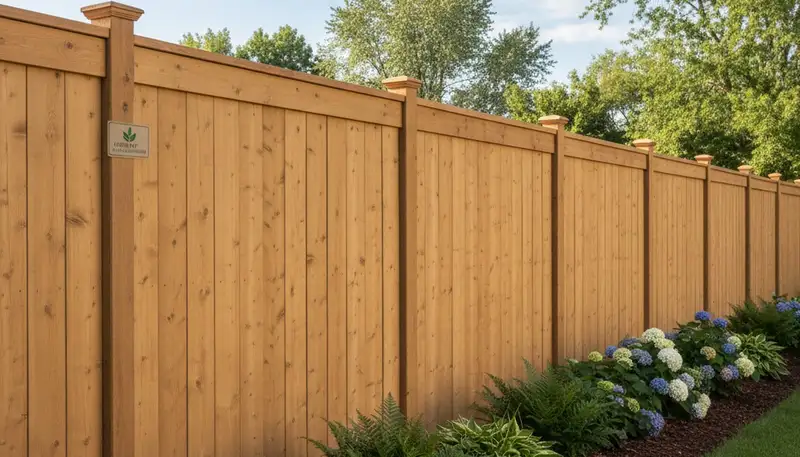 White wooden privacy fence installation by Chop Chop Landscaping in Green Bay, WI